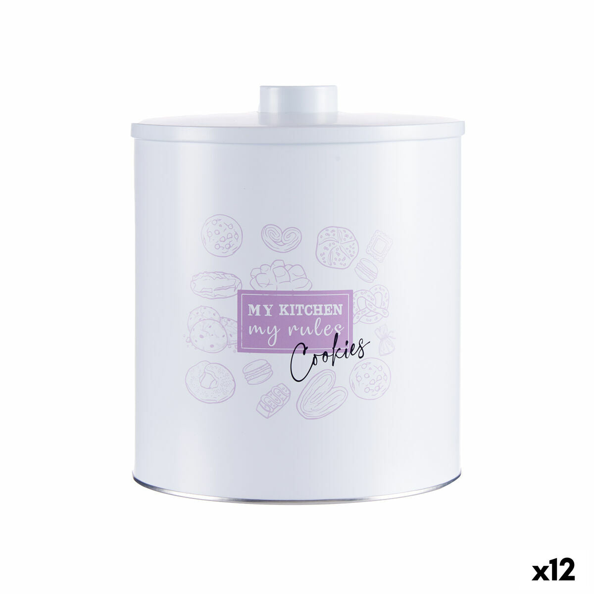 Caixa para bolachas e bolos My kitchen My Rules Branco Folha de Flandres 17 x 20 x 17 cm (12 Unidades) - EcoNest