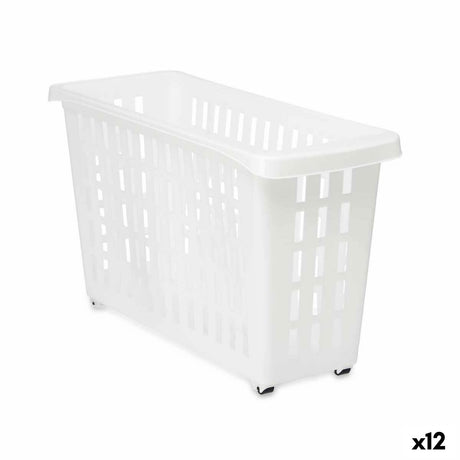 Cesta Multiusos Com rodas Branco Plástico 17,5 x 26 x 46 cm (12 Unidades) - EcoNest