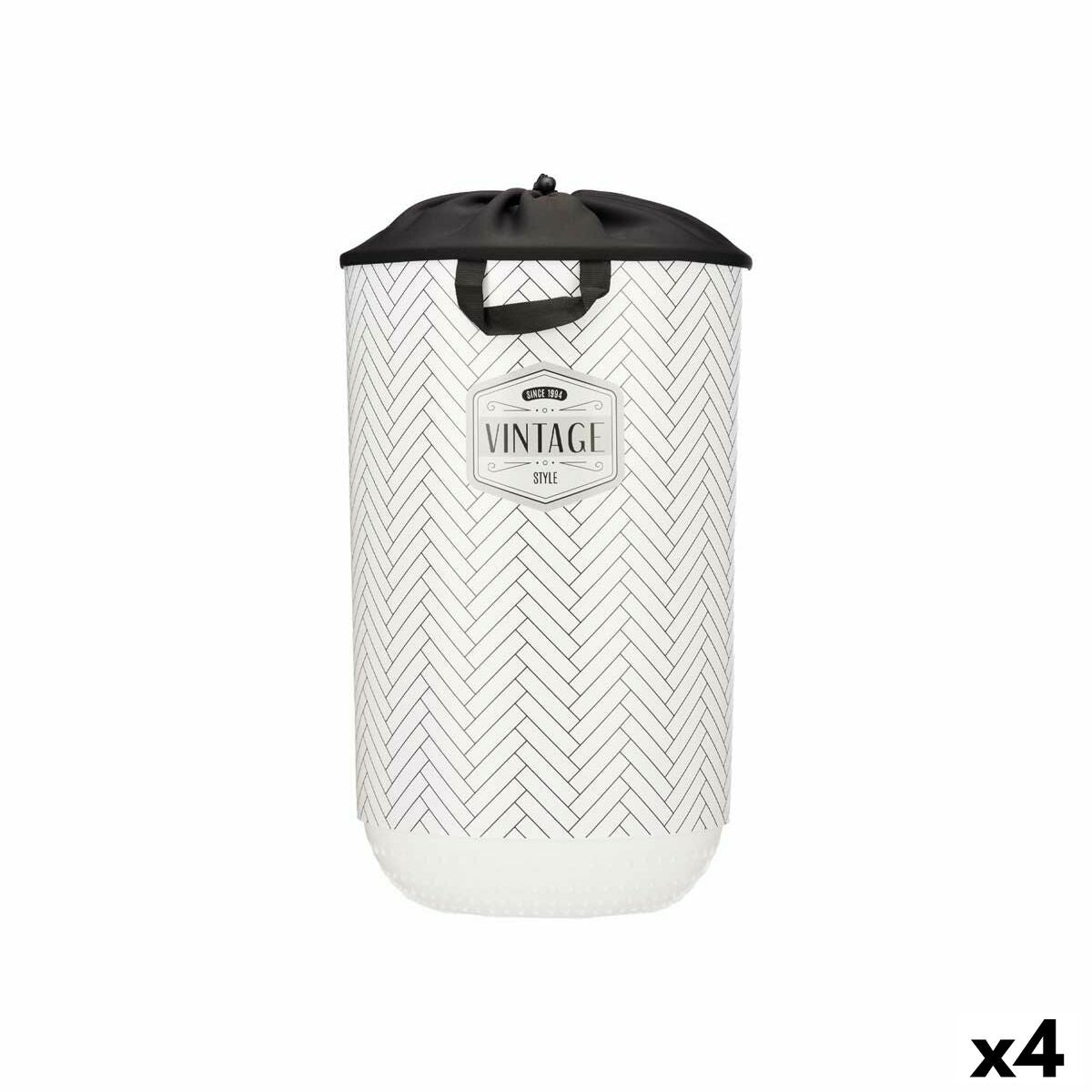 Cesto da Roupa Vintage Branco Plástico 40 L 34 x 52,5 x 34 cm (4 Unidades) - EcoNest