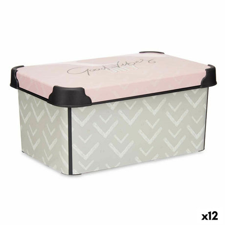 Caixa de Armazenagem com Tampa Vibes Flechas Cor de Rosa Plástico 5 L 19 x 13,5 x 29,5 cm (12 Unidades) - EcoNest