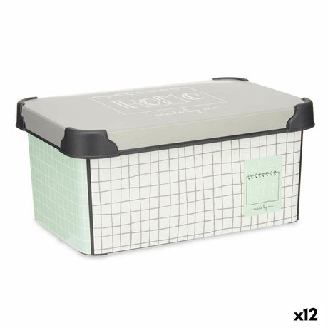 Caixa de Armazenagem com Tampa Home Quadriculado Plástico 5 L 19 x 13,5 x 29 cm (12 Unidades) - EcoNest