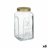 Frasco Homemade Transparente Dourado Metal Vidro 3 L 13 x 25 x 13 cm (6 Unidades) - EcoNest