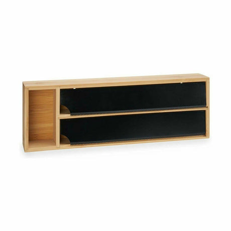 Dispensador de papel Duplo Preto Natural Bambu Aço inoxidável 40 x 7 x 13 cm (8 Unidades) - EcoNest