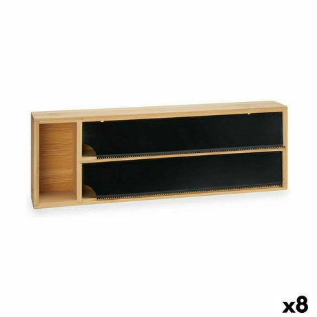 Dispensador de papel Duplo Preto Natural Bambu Aço inoxidável 40 x 7 x 13 cm (8 Unidades) - EcoNest