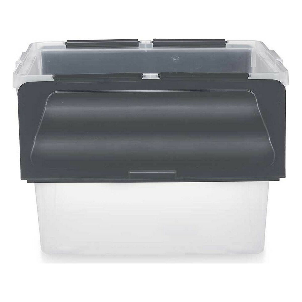 Caixa de Armazenagem com Tampa 48 L Transparente Antracite (6 Unidades) - EcoNest