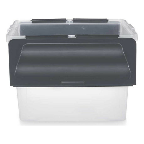 Caixa de Armazenagem com Tampa 48 L Transparente Antracite (6 Unidades) - EcoNest