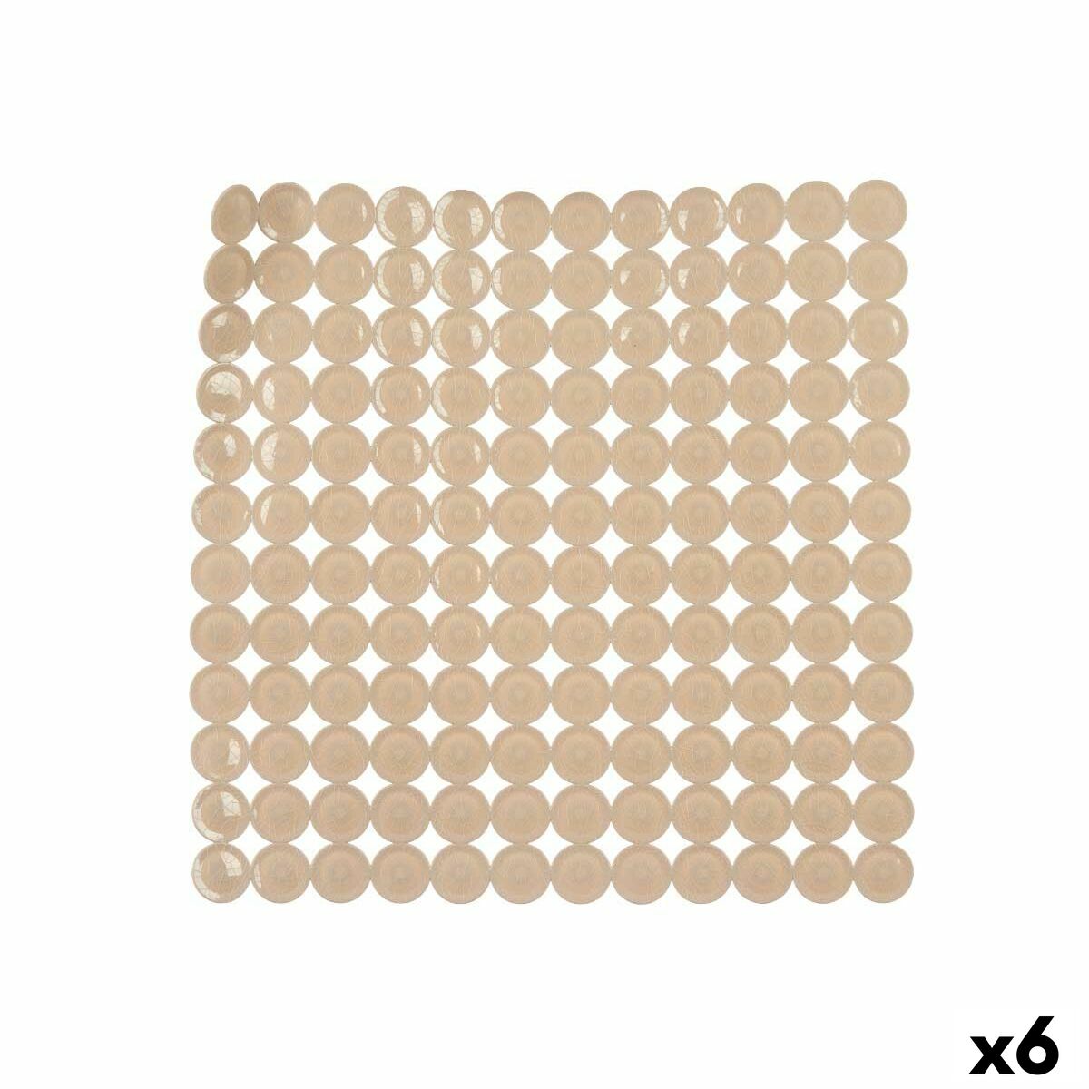 Tapete Antiderrapante para Duche Bege PVC 54 x 54 x 1 cm (6 Unidades) - EcoNest