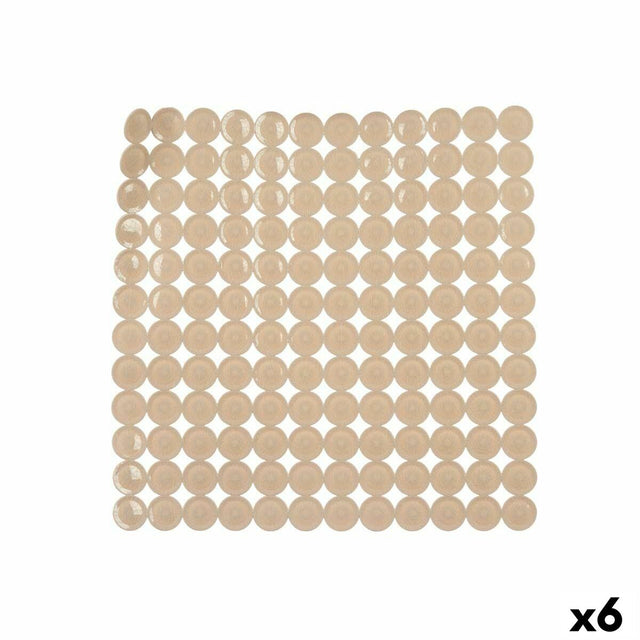 Tapete Antiderrapante para Duche Bege PVC 54 x 54 x 1 cm (6 Unidades) - EcoNest