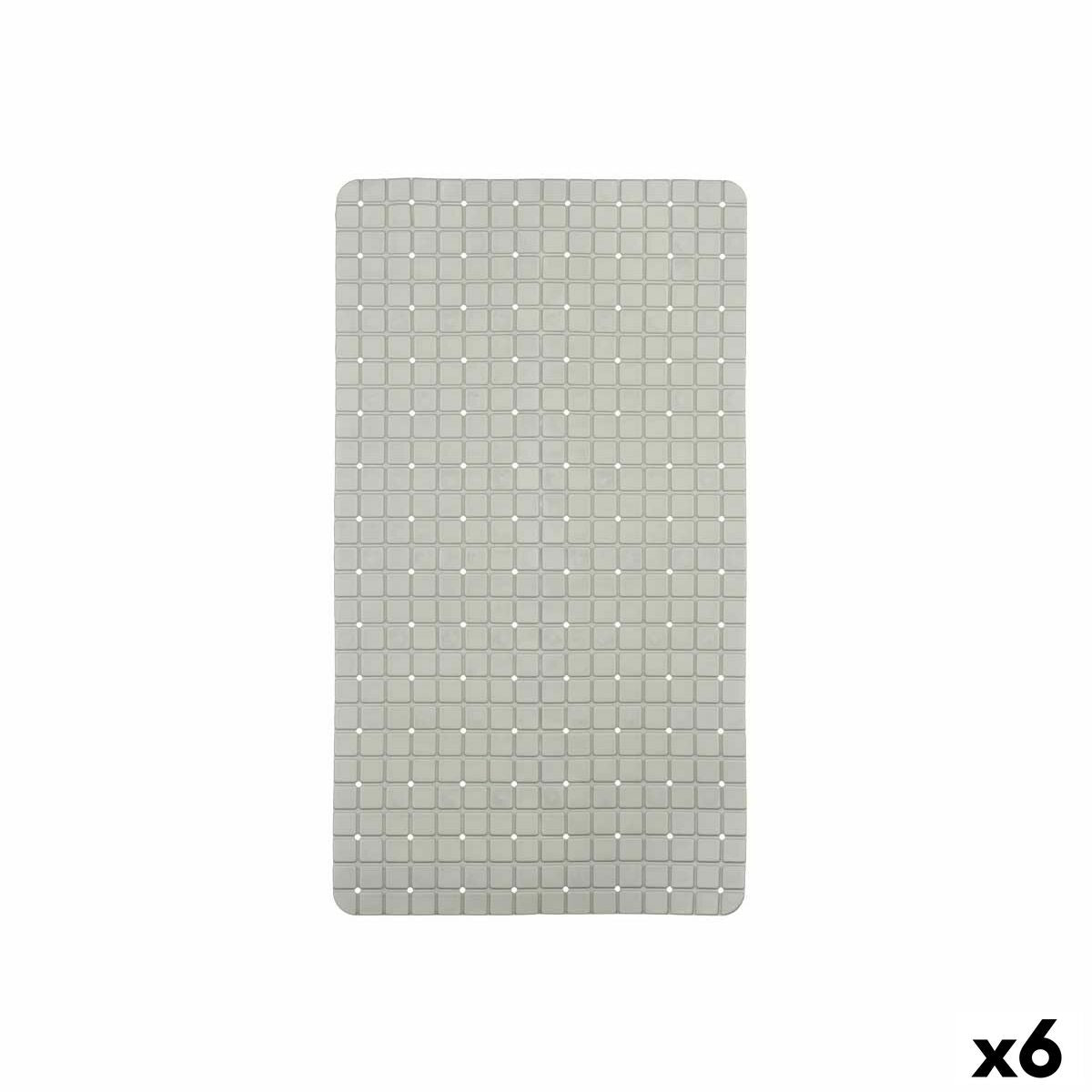 Tapete Antiderrapante para Duche Quadros Cinzento PVC 67,7 x 38,5 x 0,7 cm (6 Unidades) - EcoNest