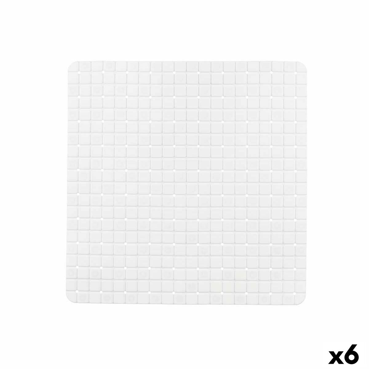 Tapete Antiderrapante para Duche Quadros Branco PVC 50,3 x 50,3 x 0,7 cm (6 Unidades) - EcoNest