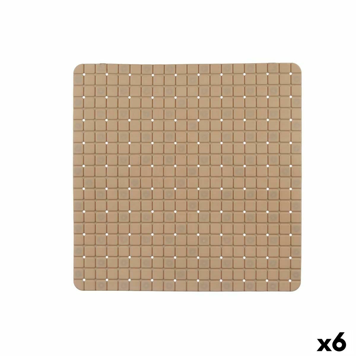 Tapete Antiderrapante para Duche Quadros Bege PVC 50,3 x 50,3 x 0,7 cm (6 Unidades) - EcoNest
