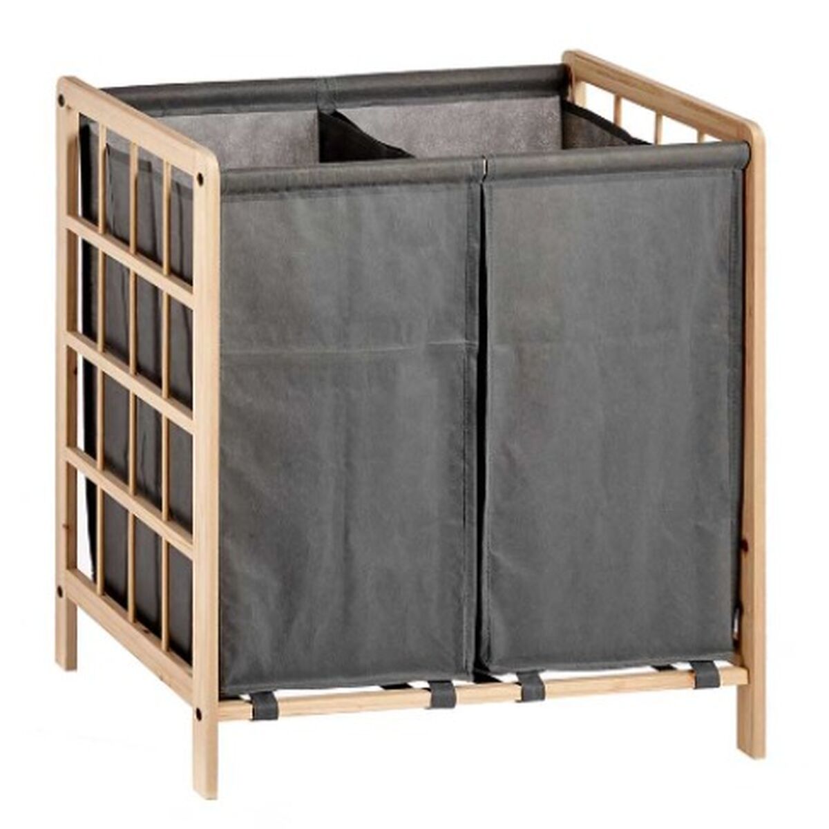 Cesto de Roupa Suja Castanho Cinzento Madeira 30 L x 2 33 x 60 x 59,5 cm (12 Unidades) - EcoNest