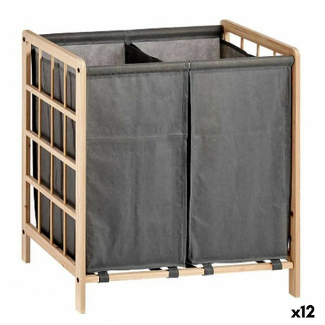 Cesto de Roupa Suja Castanho Cinzento Madeira 30 L x 2 33 x 60 x 59,5 cm (12 Unidades) - EcoNest
