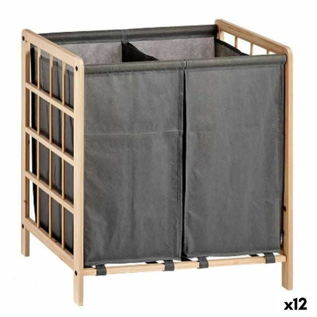 Cesto de Roupa Suja Castanho Cinzento Madeira 30 L x 2 33 x 60 x 59,5 cm (12 Unidades) - EcoNest
