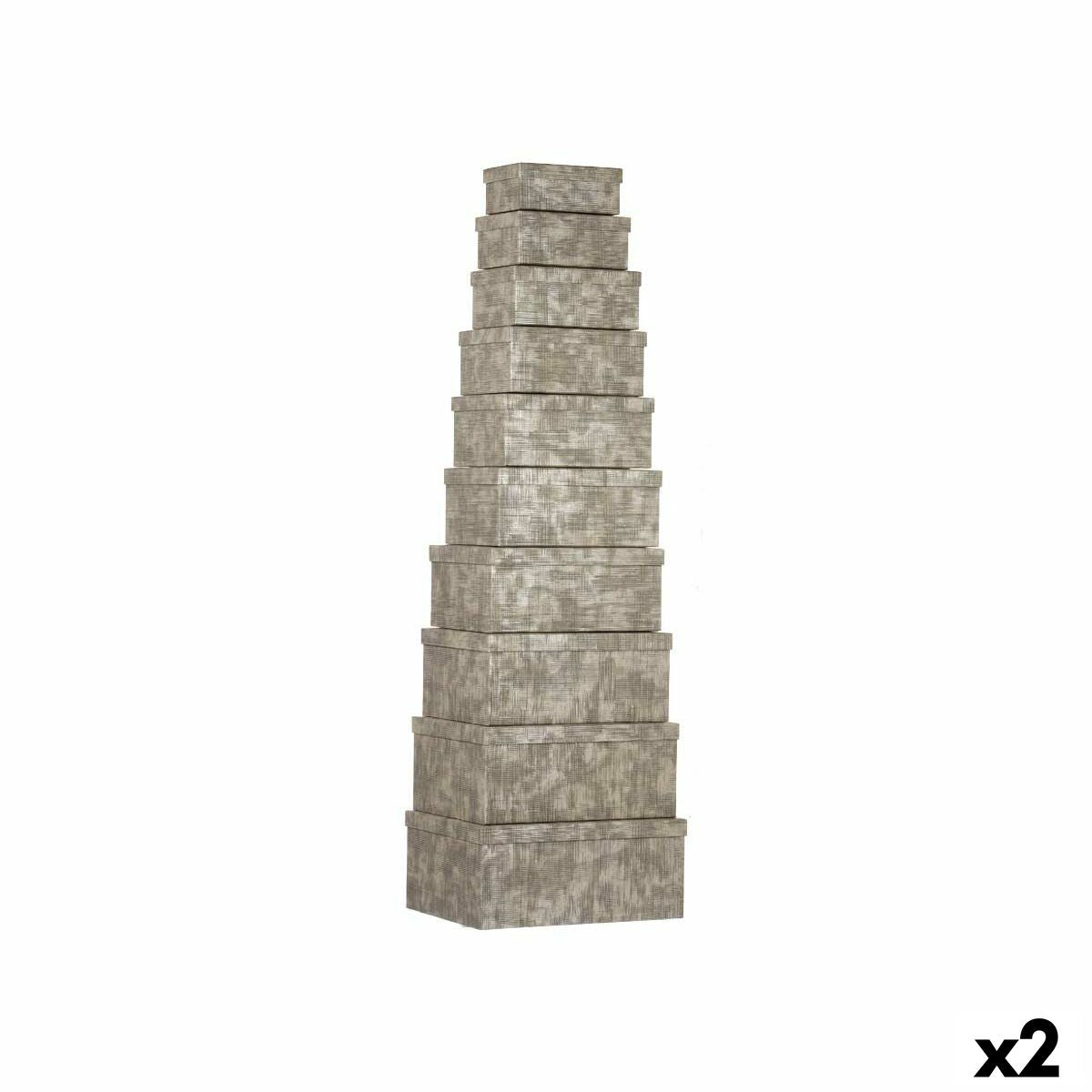 Conjunto de Caixas de Organização Empilháveis Riscas Antracite Cartão (2 Unidades) - EcoNest