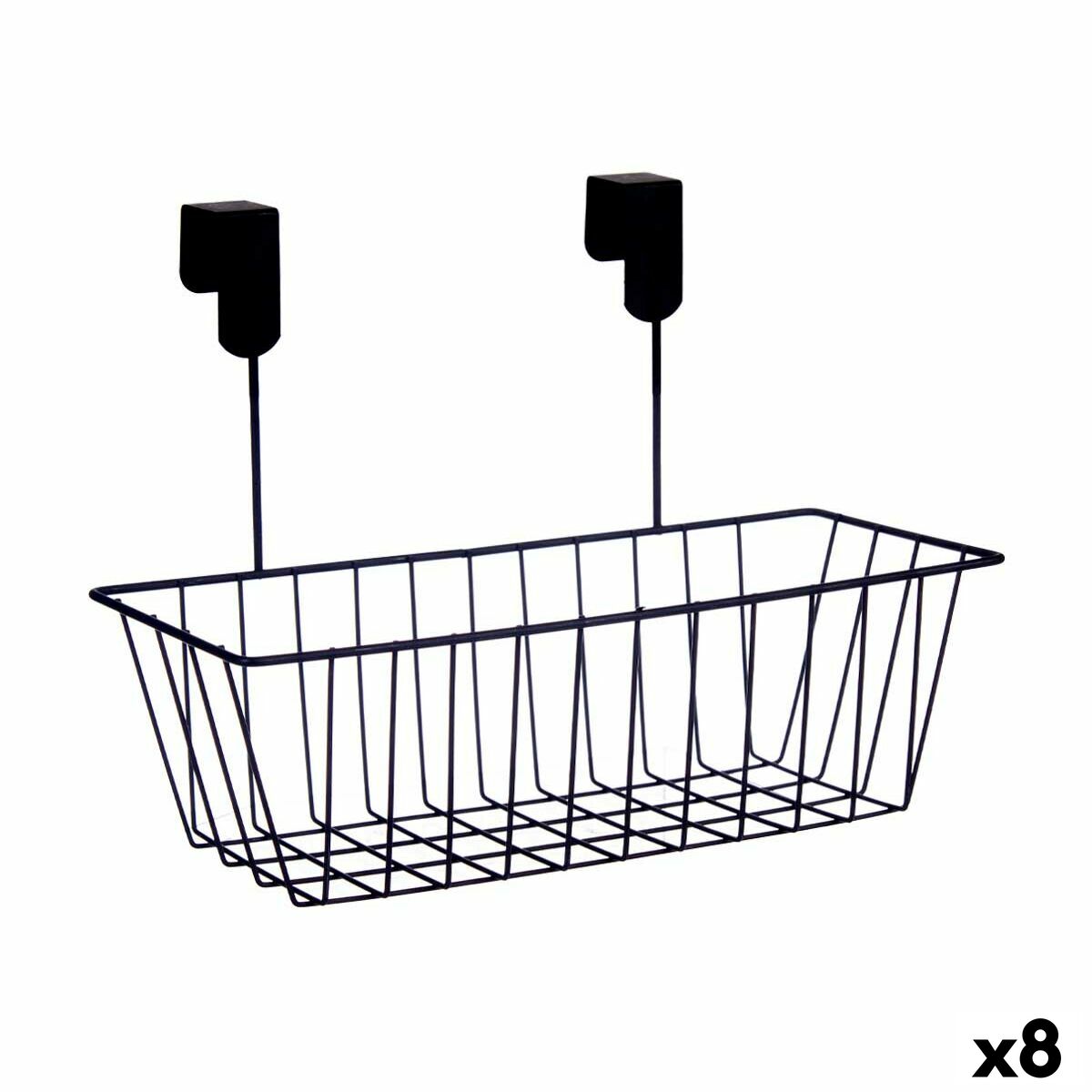 Cesto para Prateleira de Cozinha Preto Ferro 28 x 12 x 9 cm (8 Unidades) - EcoNest