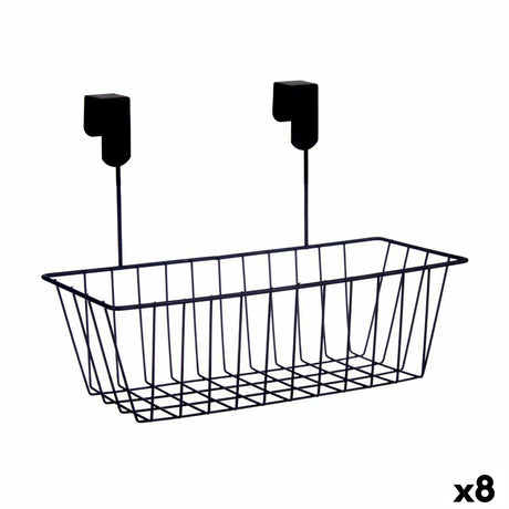 Cesto para Prateleira de Cozinha Preto Ferro 28 x 12 x 9 cm (8 Unidades) - EcoNest