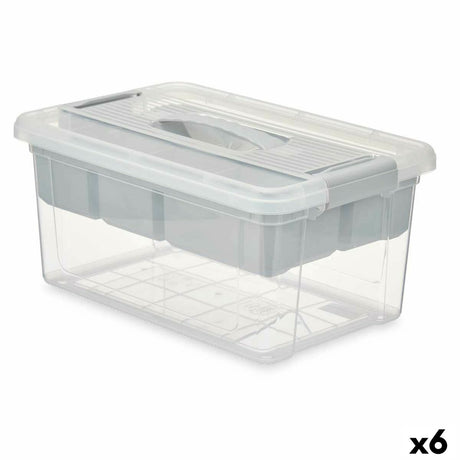 Caixa Multiusos Cinzento Transparente Plástico 9 L 35,5 x 17 x 23,5 cm (6 Unidades) - EcoNest
