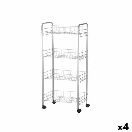 Carrinho de Vegetais Prateado Metal Plástico 37 x 27 x 82,5 cm (4 Unidades) - EcoNest