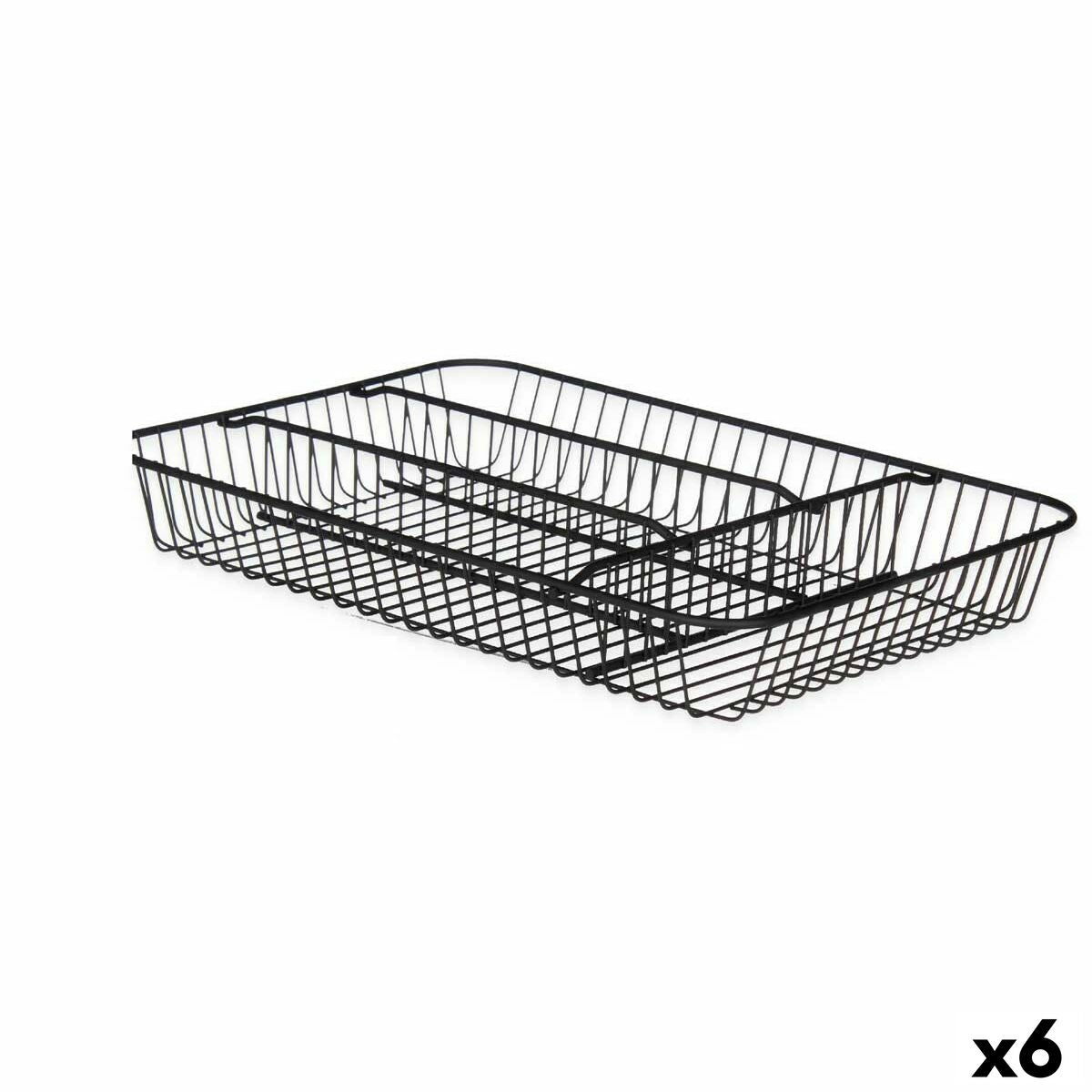Organizador de Talheres Preto Metal 26 x 4,7 x 35,5 cm (6 Unidades) - EcoNest