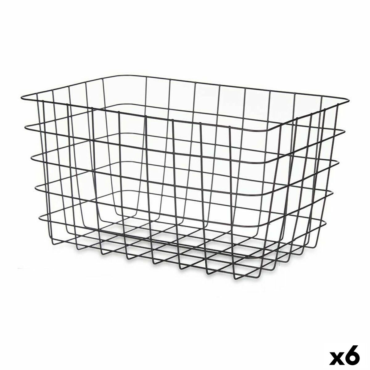 Cesta Multiusos Retangular Preto Metal 38,5 x 20,5 x 28 cm (6 Unidades) - EcoNest