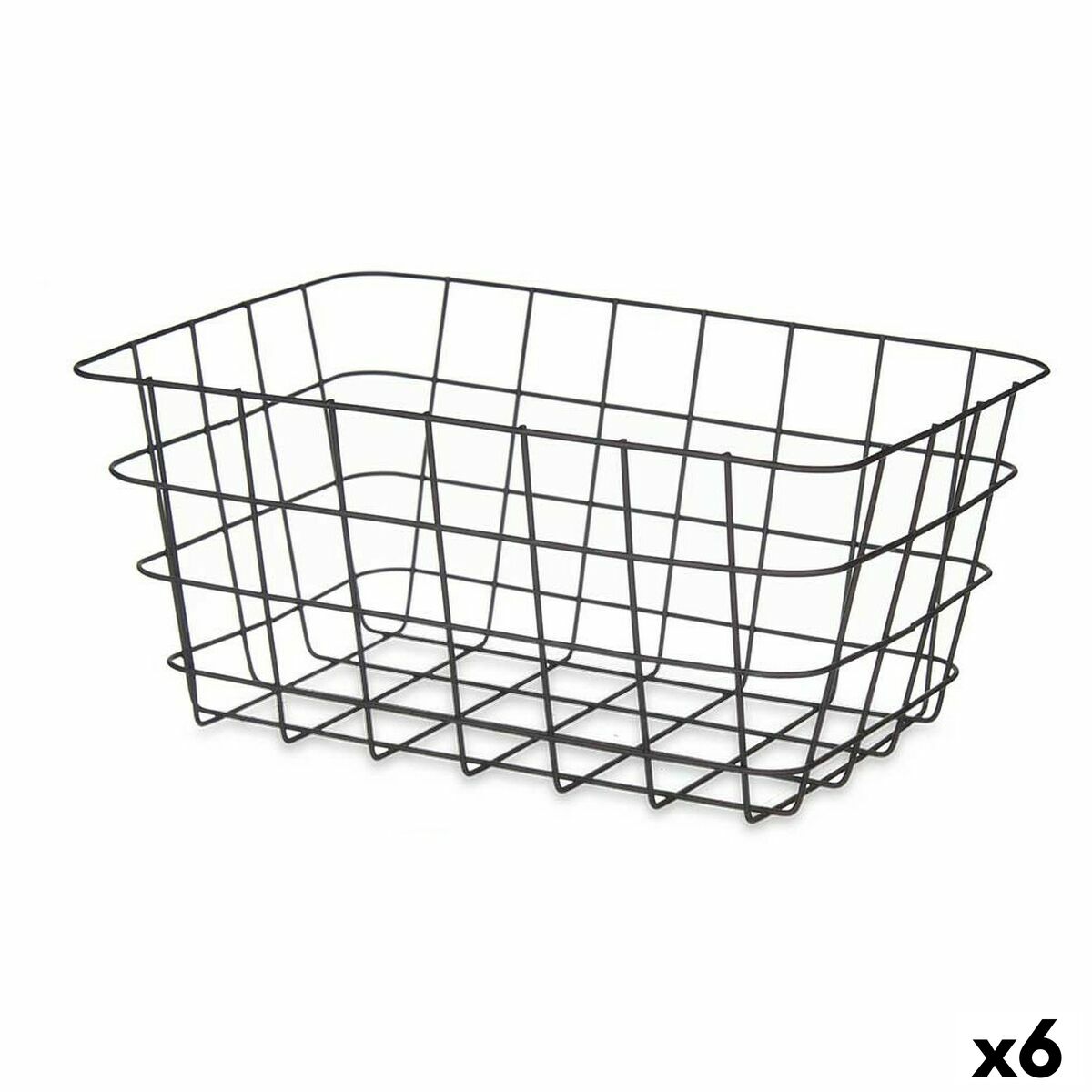 Cesta Multiusos Retangular Preto Metal 30,3 x 14 x 22,5 cm (6 Unidades) - EcoNest