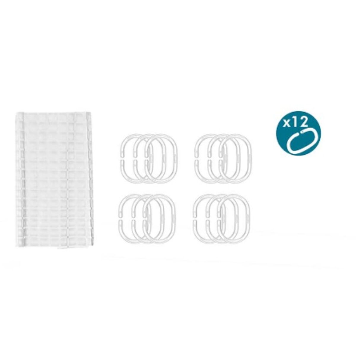 Cortina de Duche Quadros Transparente Polietileno EVA 180 x 180 cm (12 Unidades) - EcoNest