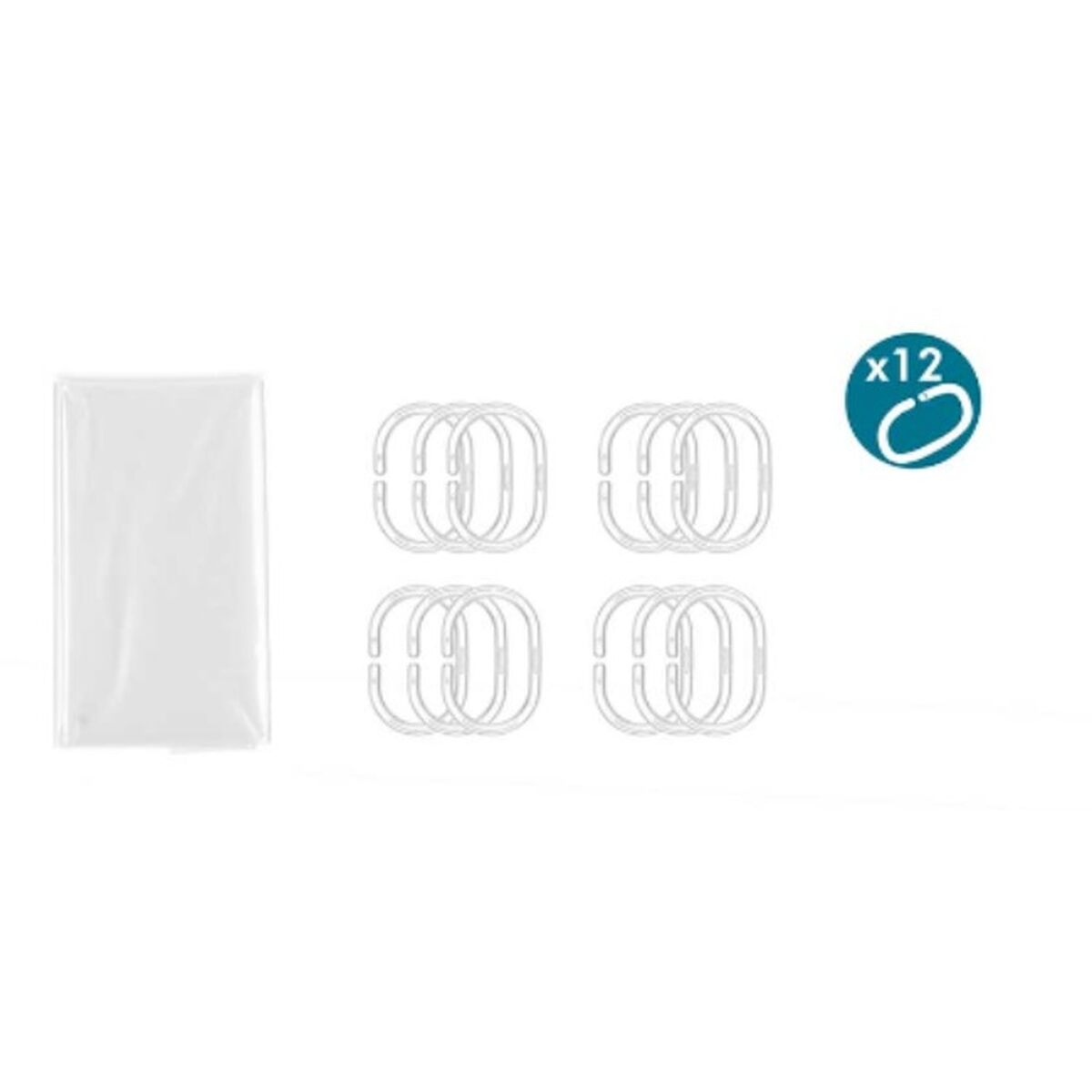 Cortina de Duche Transparente Polietileno EVA 180 x 180 cm (12 Unidades) - EcoNest