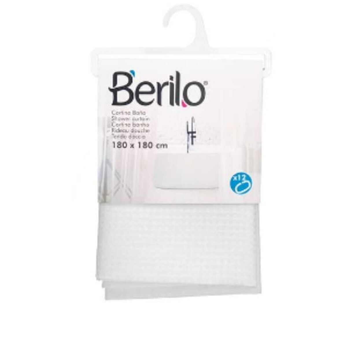 Cortina de Duche Pontos Branco Poliéster 180 x 180 cm (12 Unidades) - EcoNest