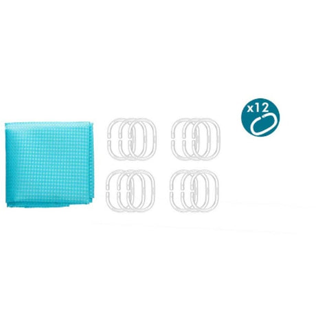 Cortina de Duche Pontos Azul Poliéster 180 x 180 cm (12 Unidades) - EcoNest
