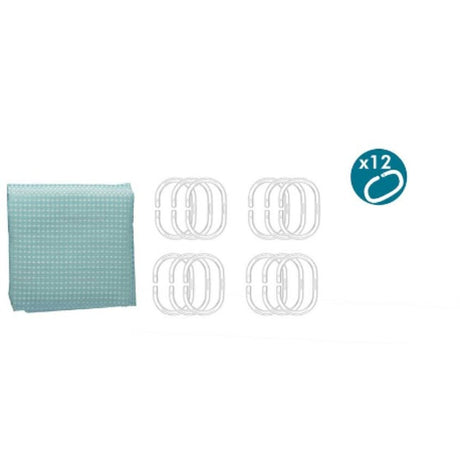 Cortina de Duche Pontos Verde Turquesa Poliéster 180 x 180 cm (12 Unidades) - EcoNest