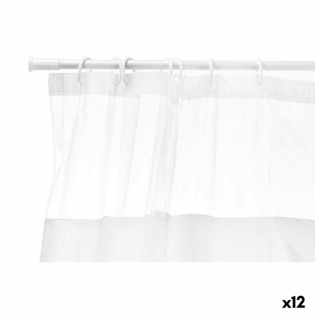 Cortina de Duche 180 x 180 cm Transparente Branco Plástico PEVA (12 Unidades) - EcoNest