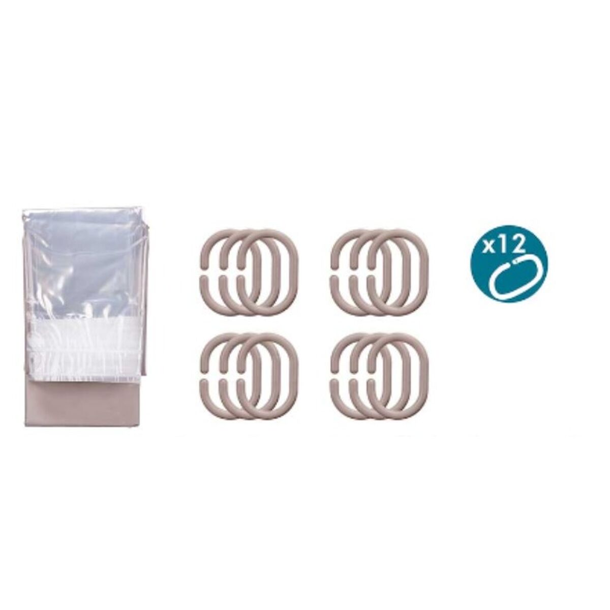 Cortina de Duche Transparente 180 x 180 cm Bege Plástico PEVA (12 Unidades) - EcoNest