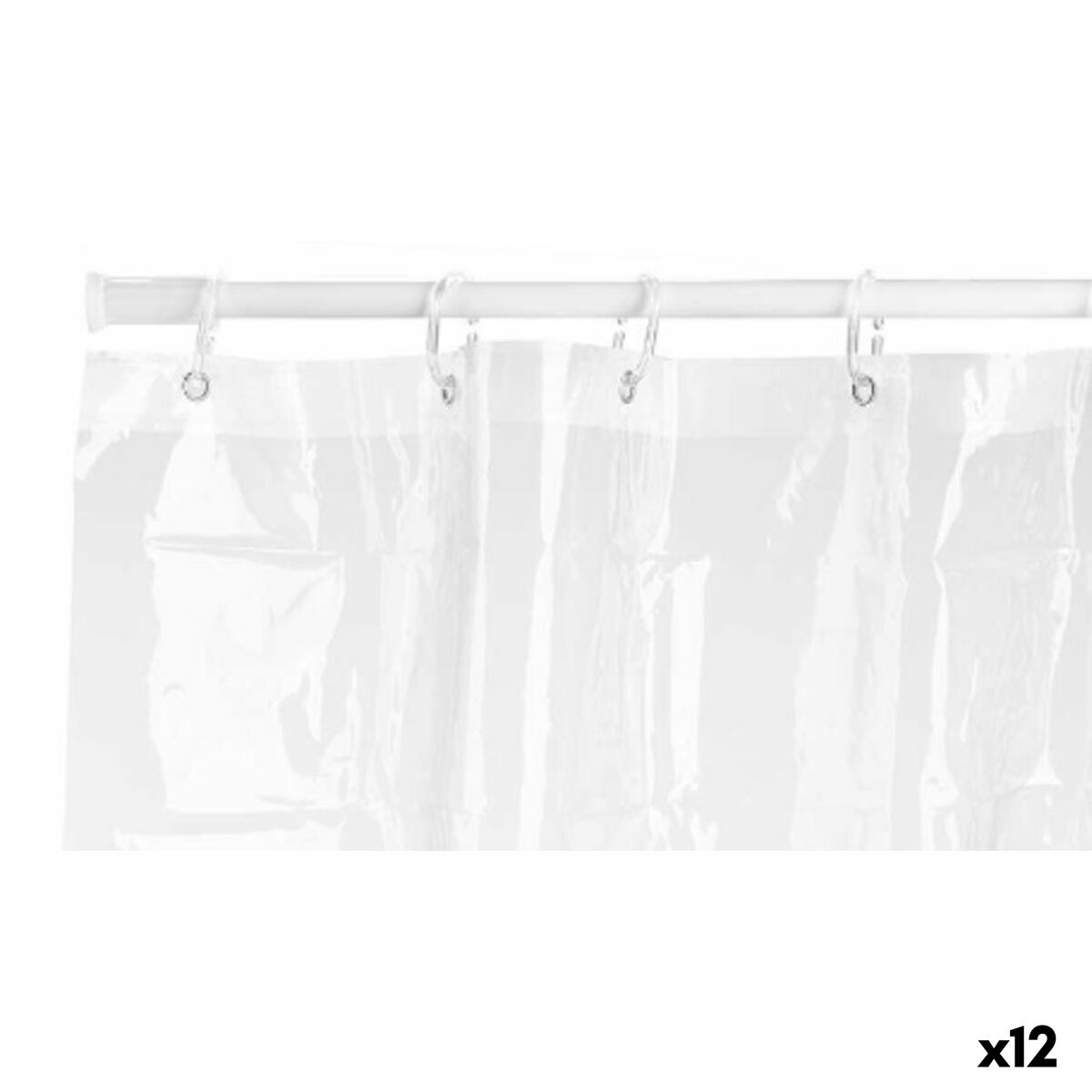 Cortina de Duche 180 x 180 cm Plástico PEVA Transparente (12 Unidades) - EcoNest