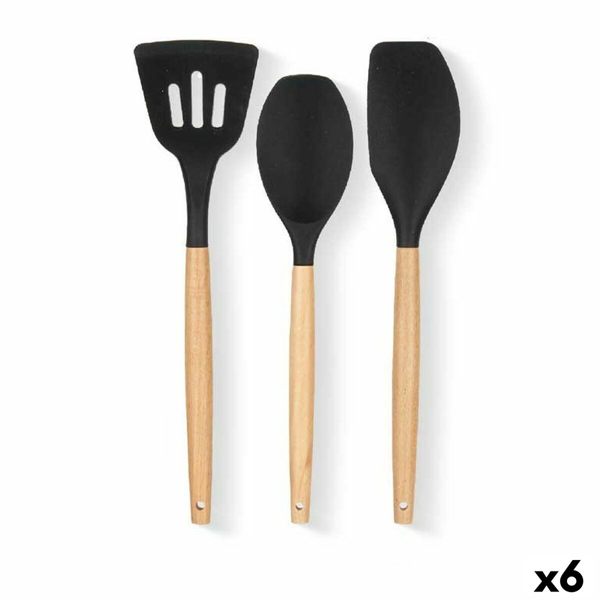 Conjunto de Utensílios para Cozinha Madeira Silicone (6 Unidades) - EcoNest