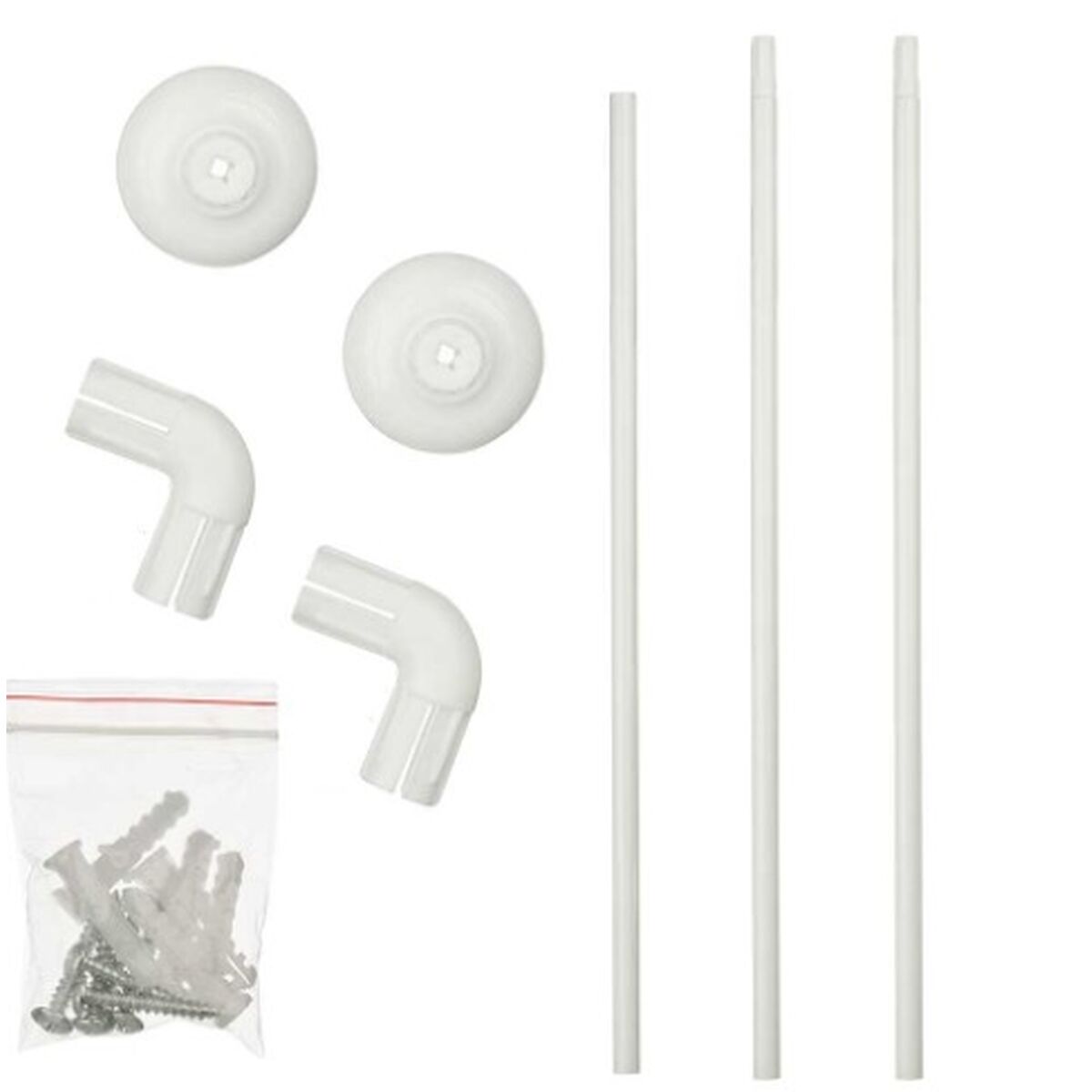 Barra Cortina de Duche 90 x 90 cm Branco Alumínio (18 Unidades) - EcoNest