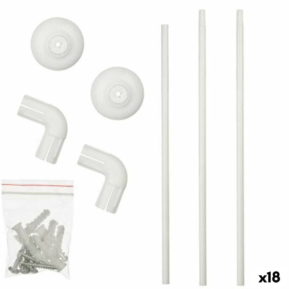 Barra Cortina de Duche 90 x 90 cm Branco Alumínio (18 Unidades) - EcoNest