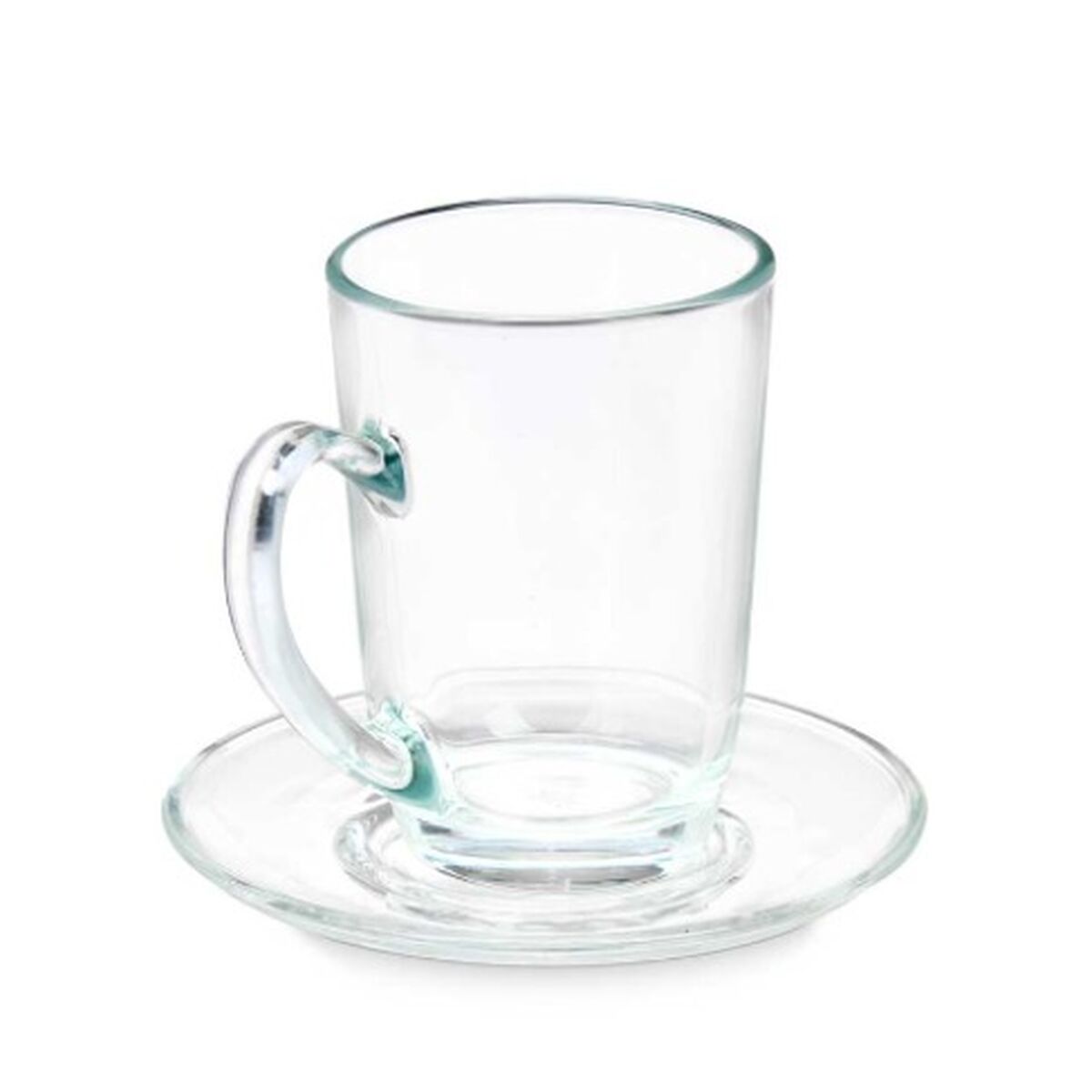 Chávena com Prato Transparente Vidro 200 ml (6 Unidades) - EcoNest