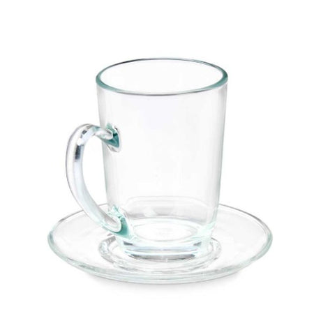 Chávena com Prato Transparente Vidro 200 ml (6 Unidades) - EcoNest
