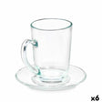 Chávena com Prato Transparente Vidro 200 ml (6 Unidades) - EcoNest
