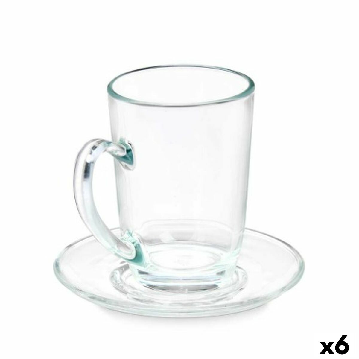Chávena com Prato Transparente Vidro 200 ml (6 Unidades) - EcoNest