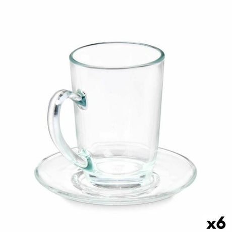 Chávena com Prato Transparente Vidro 200 ml (6 Unidades) - EcoNest