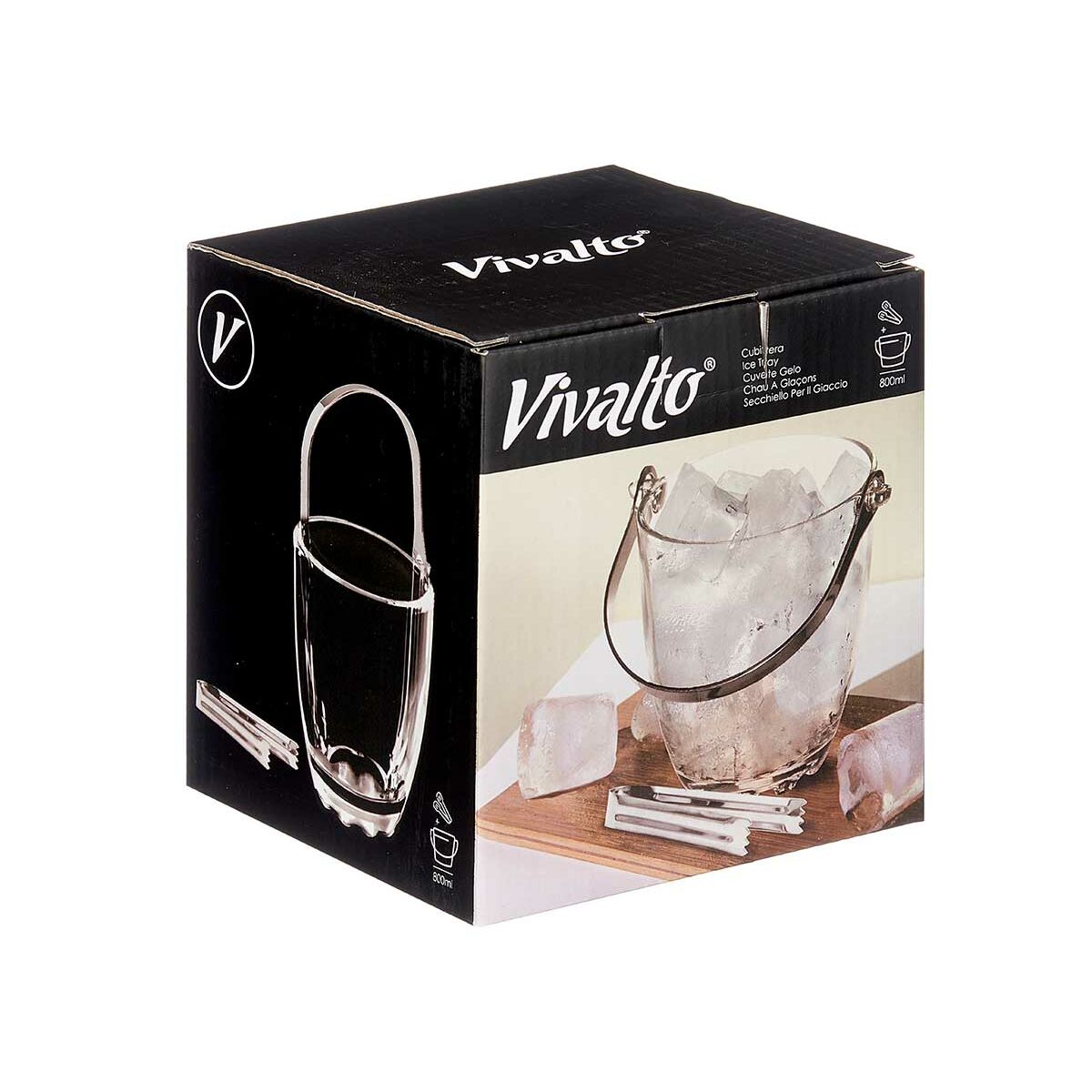 Balde de Gelo Transparente Metal Vidro 800 ml (12 Unidades) - EcoNest