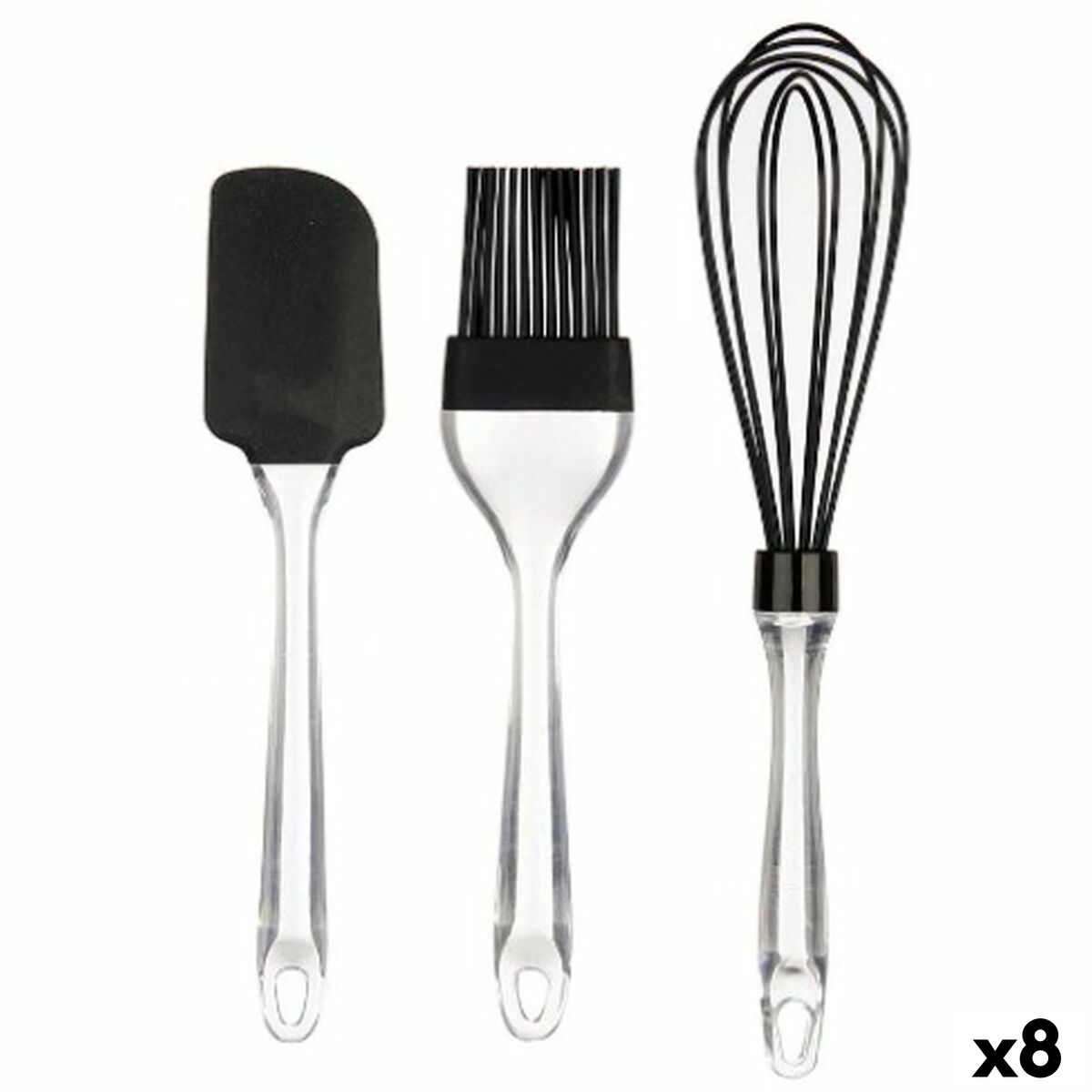 Conjunto de Utensílios de Cozinha Pastelaria Preto Transparente Silicone Plástico (8 Unidades) - EcoNest
