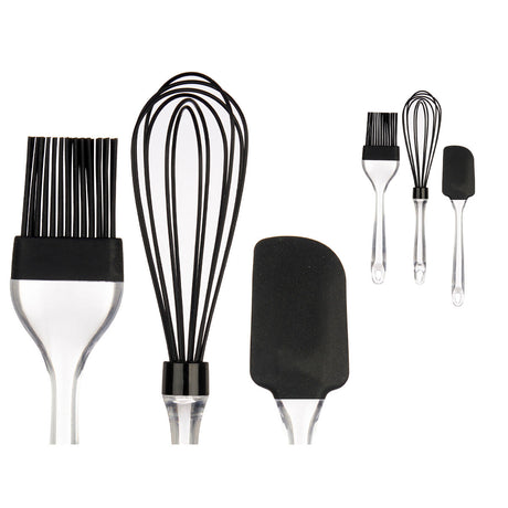 Conjunto de Utensílios de Cozinha Pastelaria Preto Transparente Silicone Plástico (8 Unidades) - EcoNest