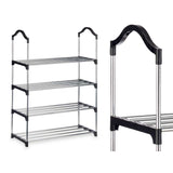 Sapateira 4 Prateleiras 76 x 26 x 58 cm Prateado Preto Metal (6 Unidades) - EcoNest