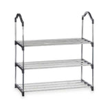 Sapateira 3 Prateleiras Prateado 58 x 26 x 58 cm Preto Metal (6 Unidades) - EcoNest