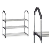 Sapateira 3 Prateleiras Prateado 58 x 26 x 58 cm Preto Metal (6 Unidades) - EcoNest