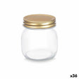 Frasco Transparente Dourado Metal Vidro 300 ml 7,5 x 9 x 7,5 cm (36 Unidades) - EcoNest