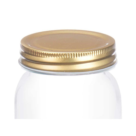 Frasco Transparente Dourado Metal Vidro 300 ml 7,5 x 9 x 7,5 cm (36 Unidades) - EcoNest